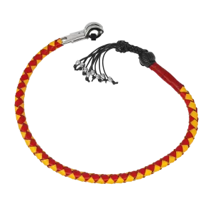 42" Long Get Back Whip Yellow & Red with Monkey Fist & Skulls