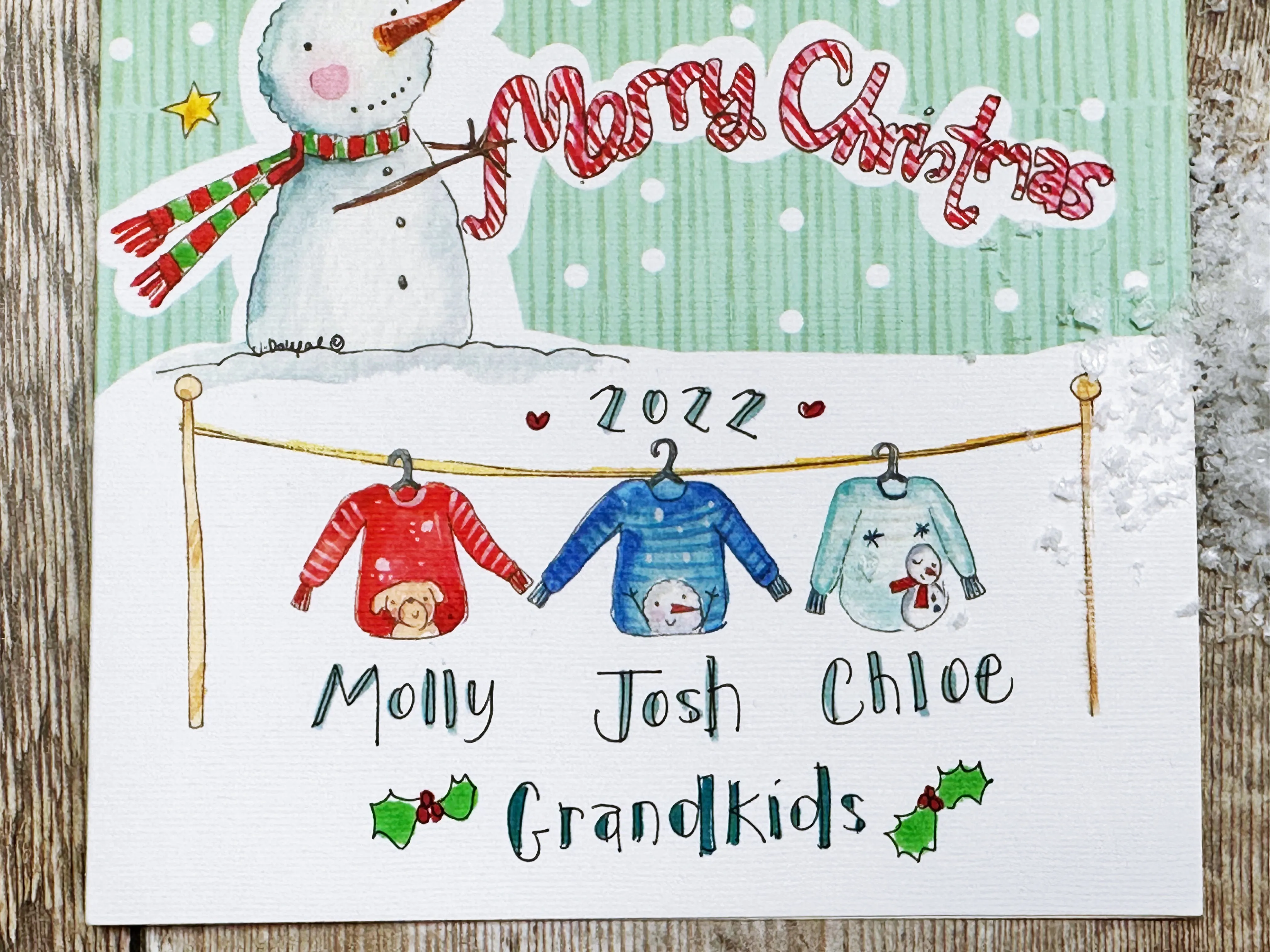 5 Little Jumpers Christmas Card - Personalised