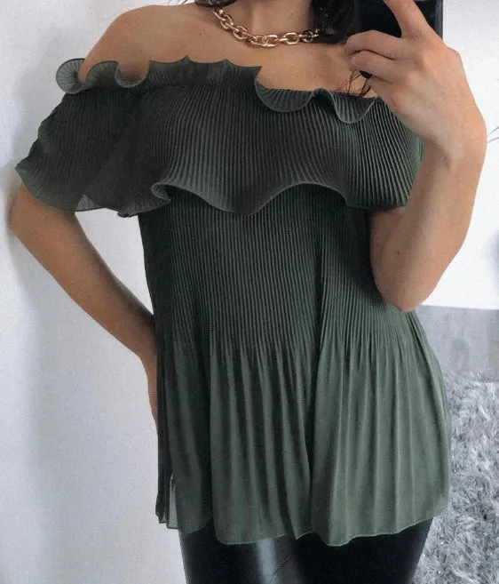 Alex Bardot Chiffon Pleated Top (2 Colours)