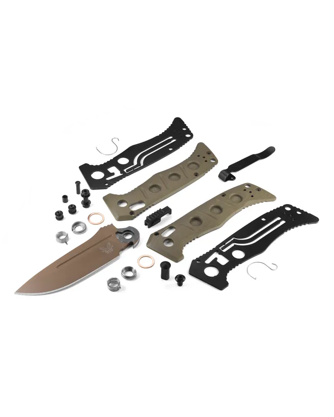 BENCHMADE MINI AUTO ADAMAS 2730FE-2 3.25" FDE CPM-CRUWEAR OD GREEN G-10 HANDLES