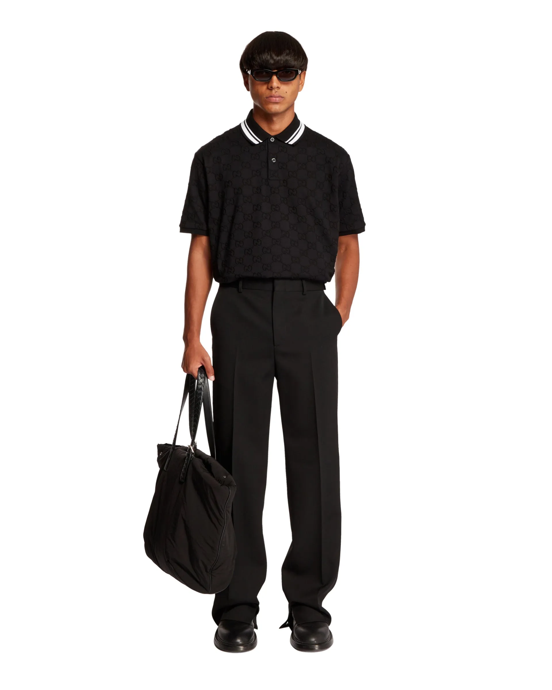 Black GG Stretch Polo