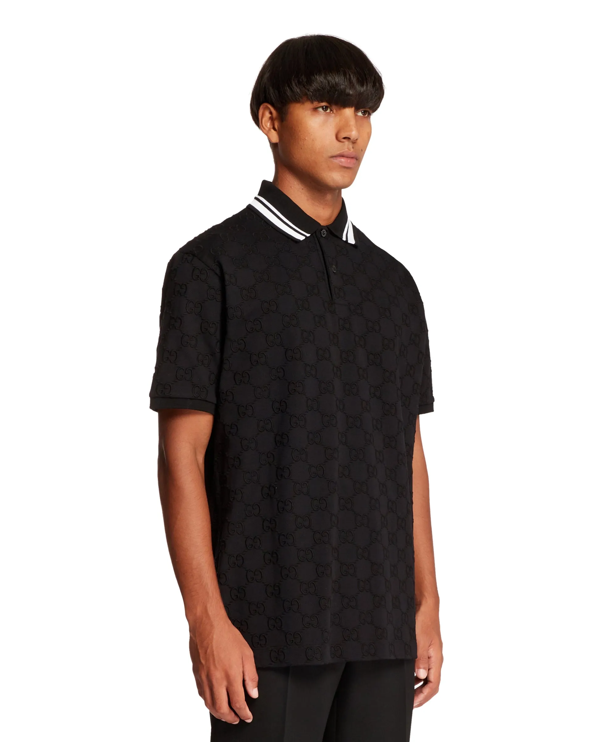 Black GG Stretch Polo