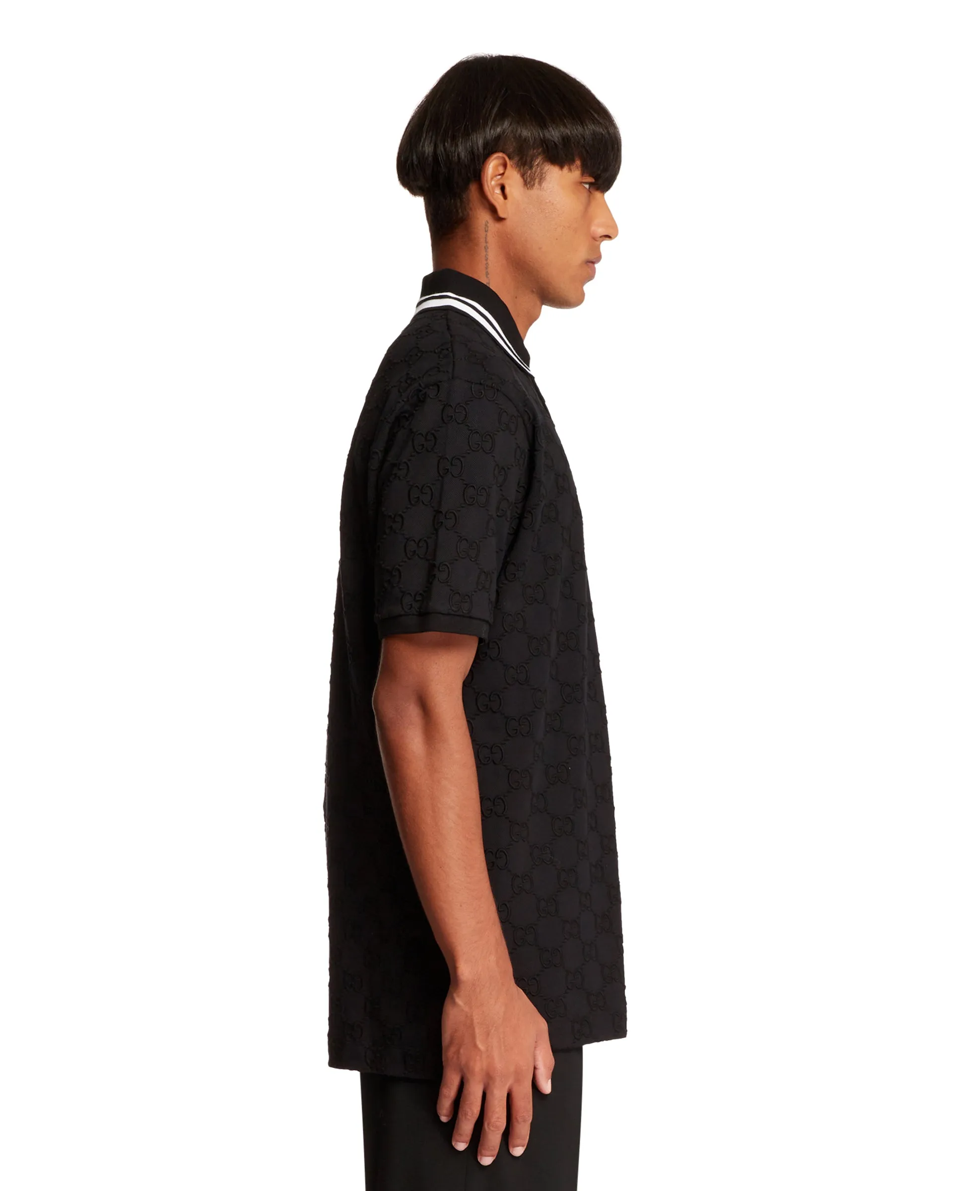 Black GG Stretch Polo