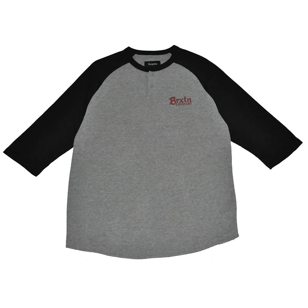 Brixton - Barley Men's 3/4 Sleeve Tee, Heather Grey/Black