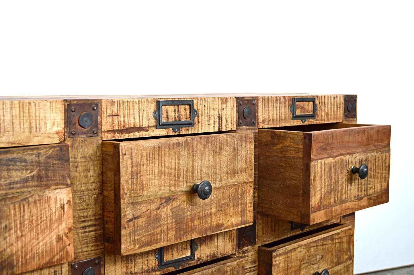 Cassettiera Industrial con ruote in Legno Massello con Ruote Country Rustico- 6 cassetti - BH2515