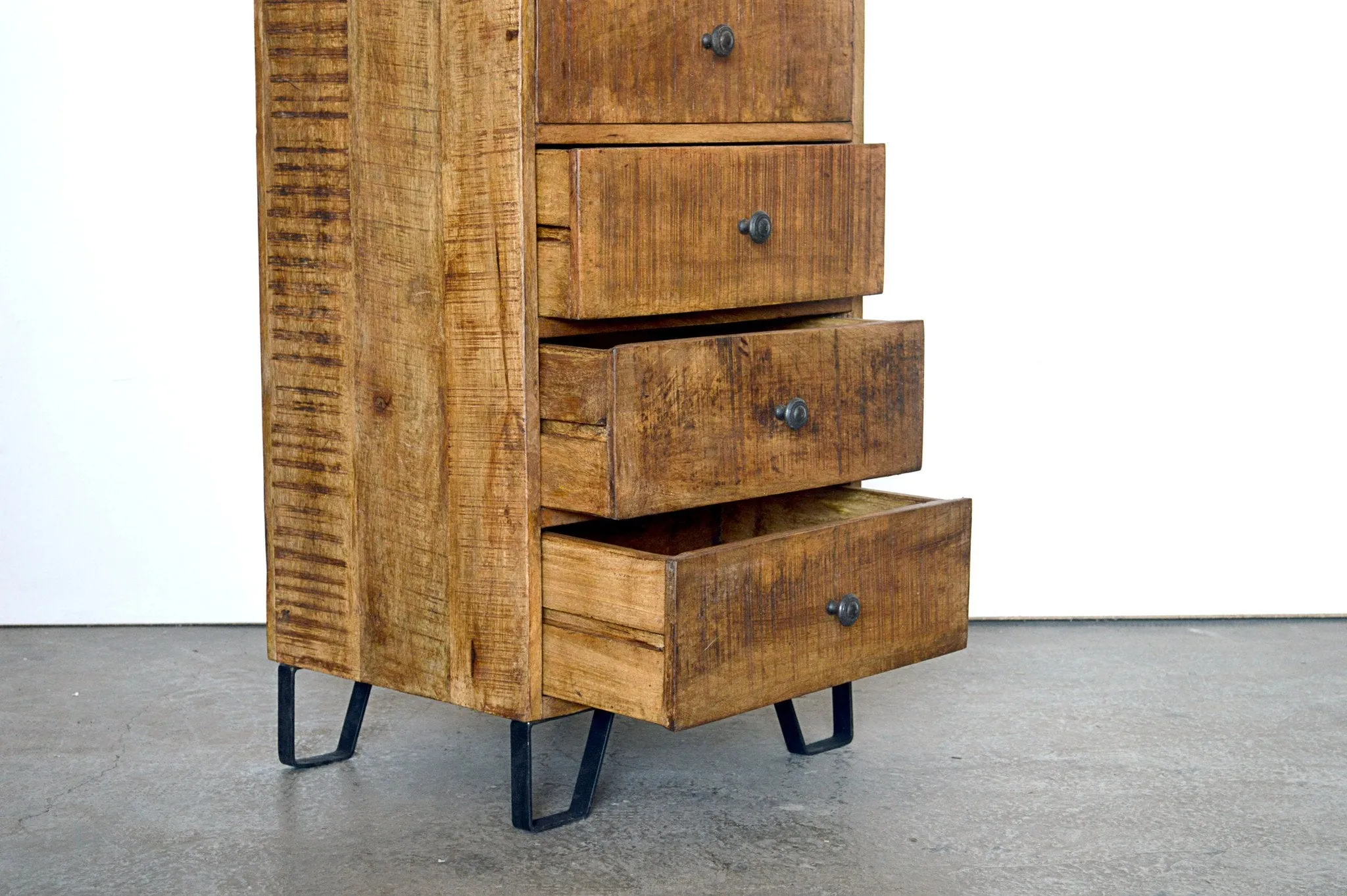 Cassettiera Industrial in Legno Massello con Gambe in Fusione Country Rustico - 6 cassetti - BH.2519MOD