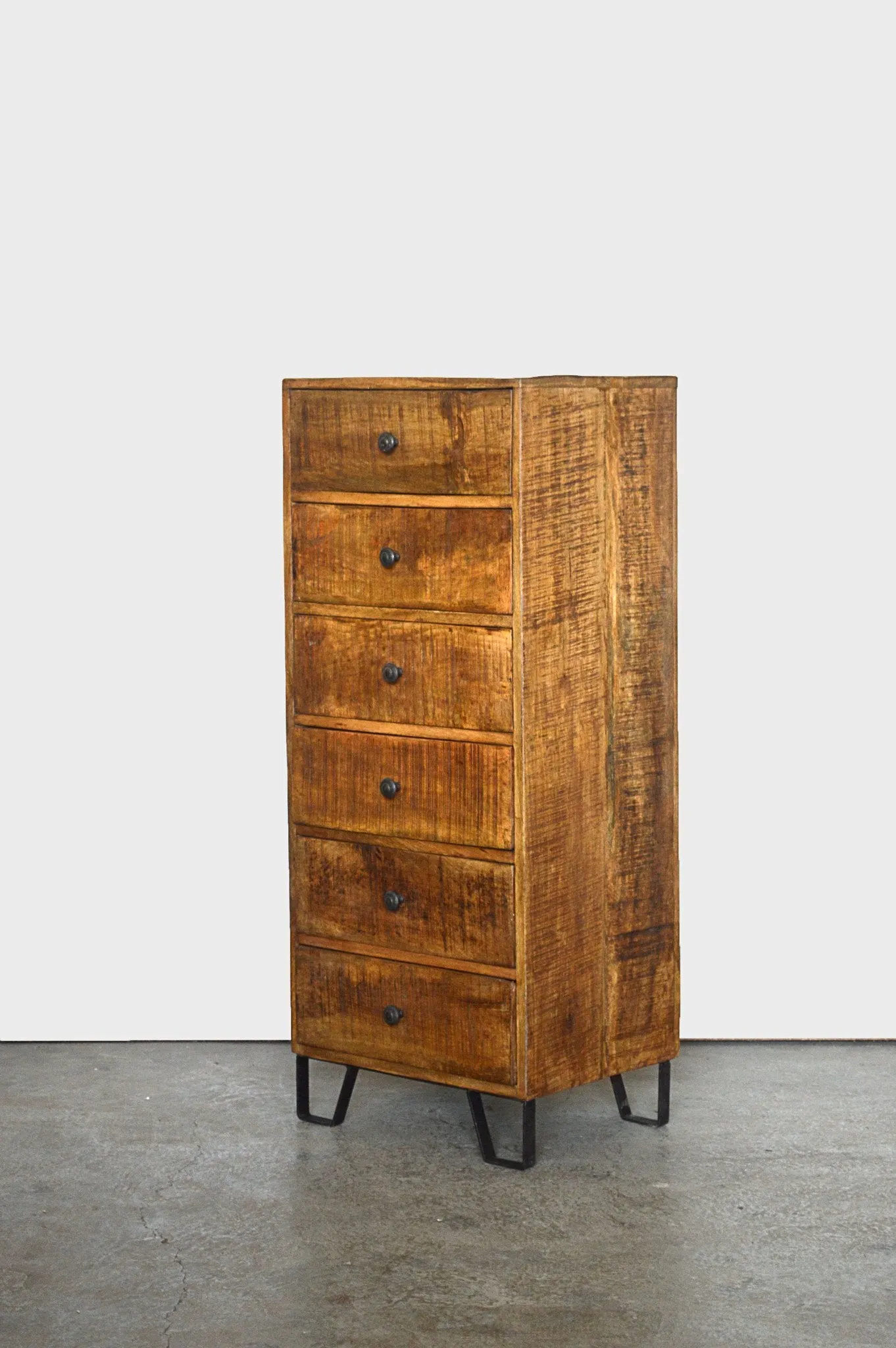 Cassettiera Industrial in Legno Massello con Gambe in Fusione Country Rustico - 6 cassetti - BH.2519MOD