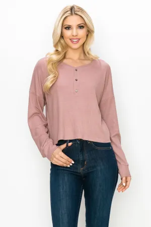Cropped Long Sleeve Henley