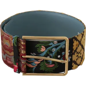 Dolce & Gabbana Multicolor Canvas Leather Statement Belt