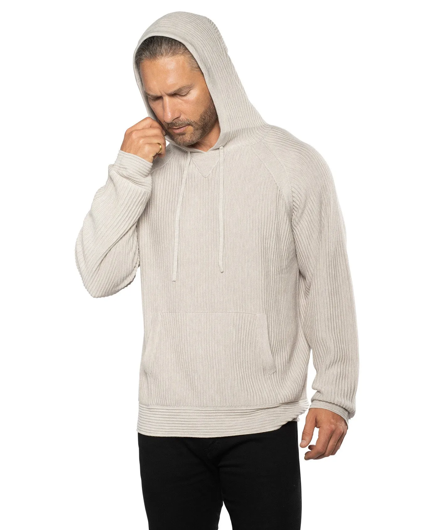 Dune Ottoman Knit Luxury Hoodie w/Silk & Wool