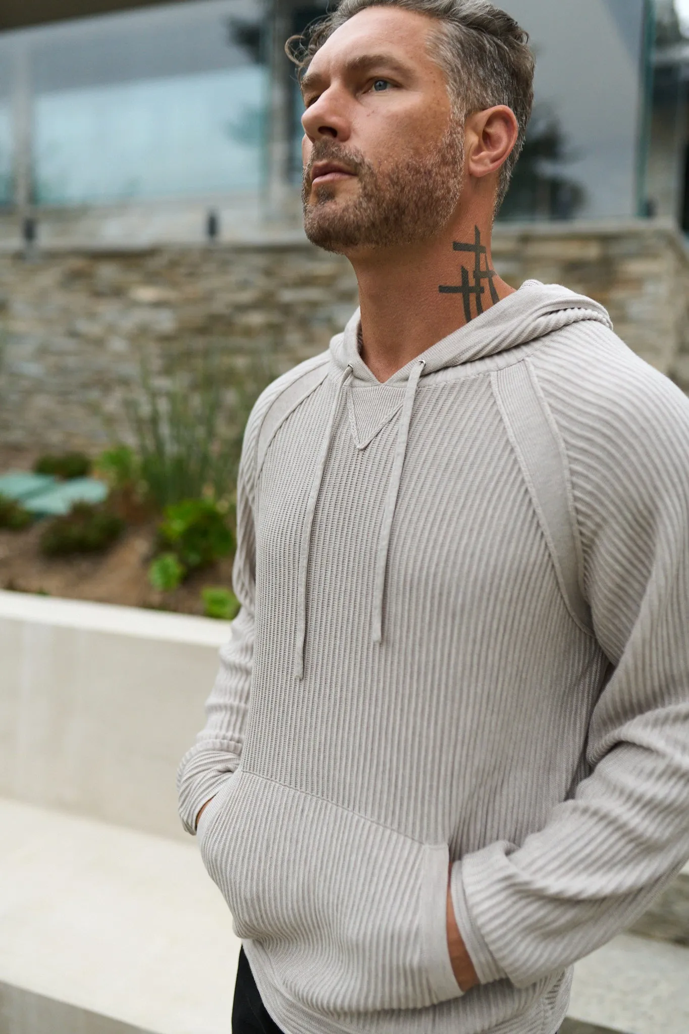 Dune Ottoman Knit Luxury Hoodie w/Silk & Wool