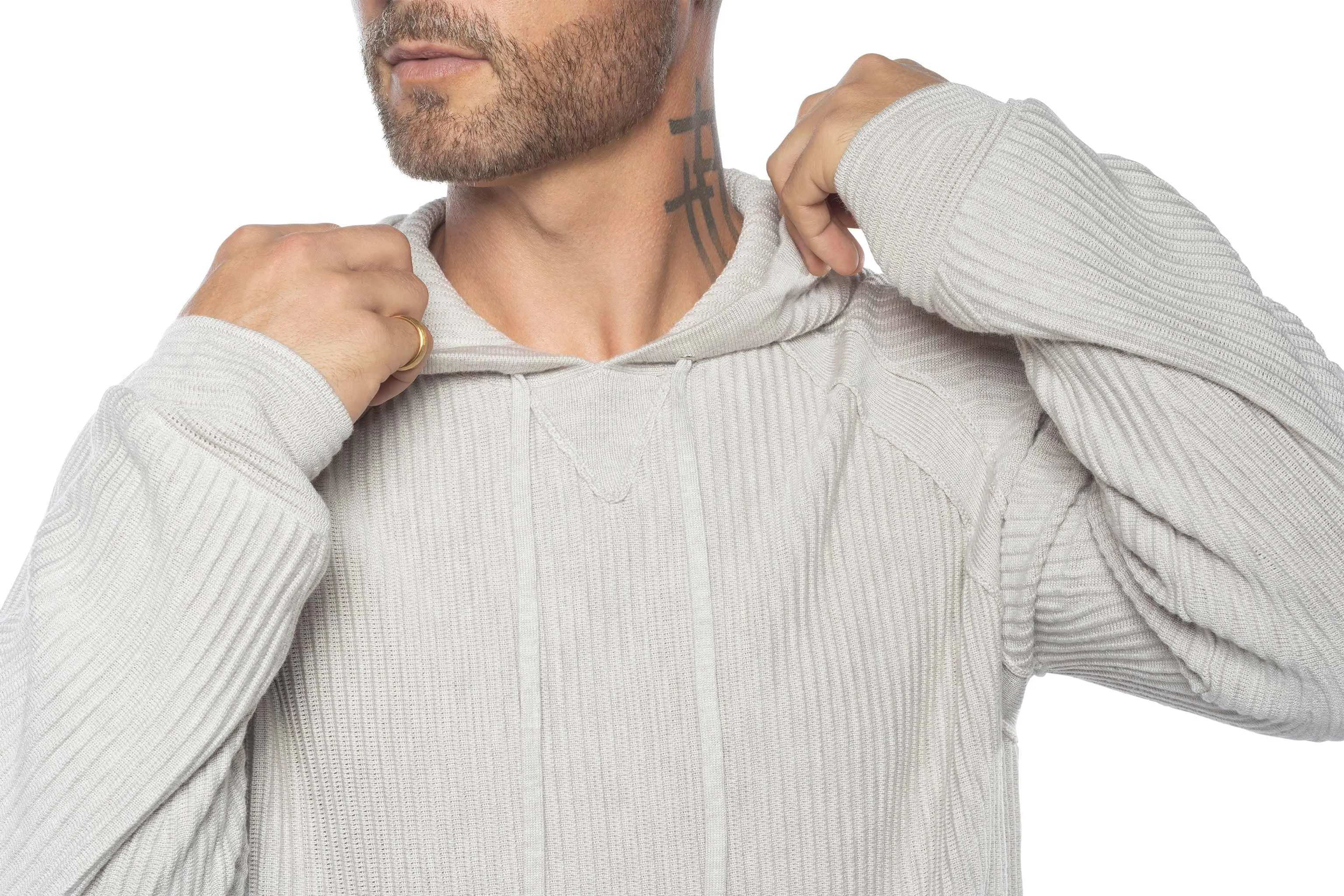 Dune Ottoman Knit Luxury Hoodie w/Silk & Wool