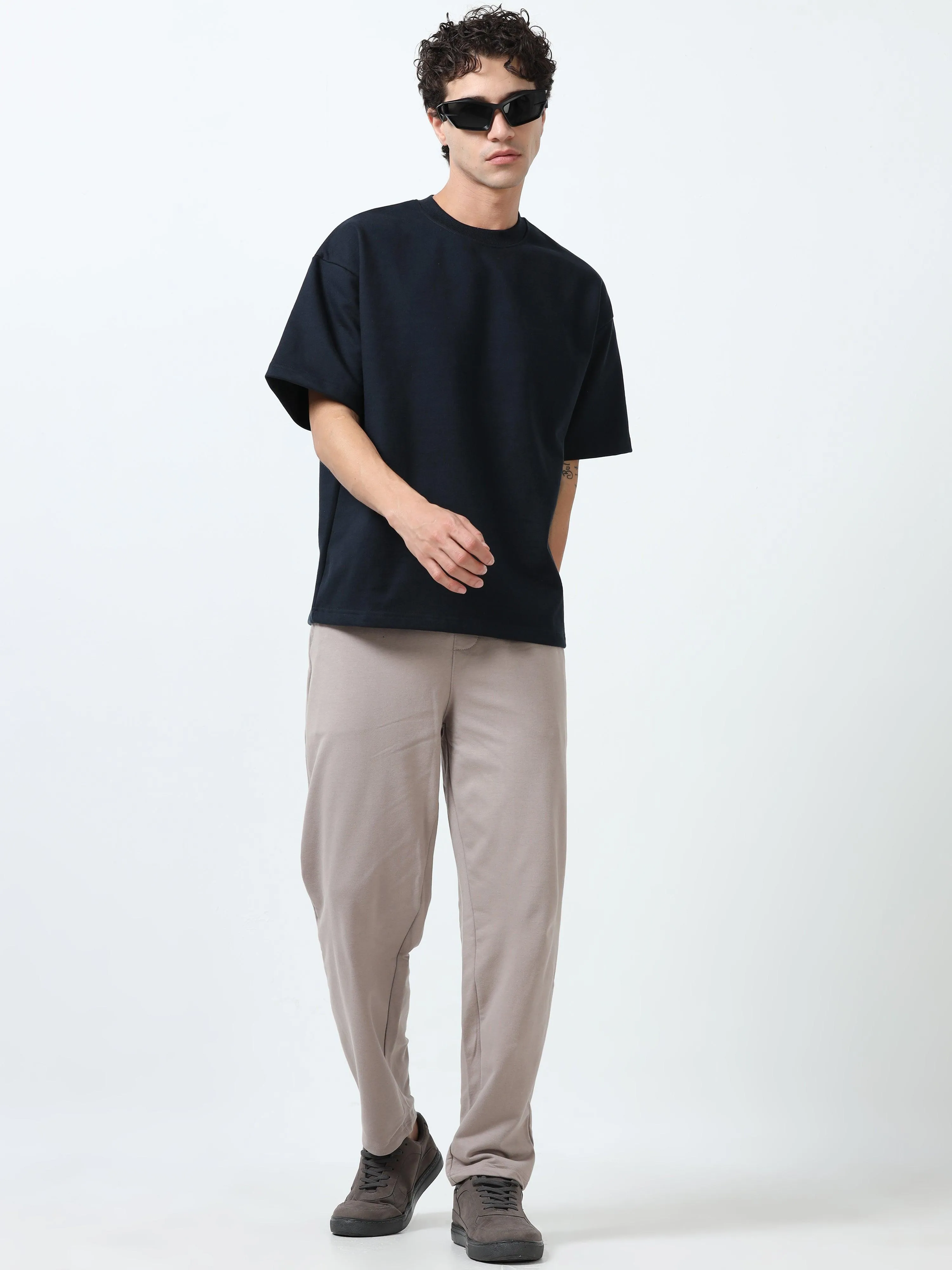 Elowen - Oversized Round neck T Shirt  - Navy