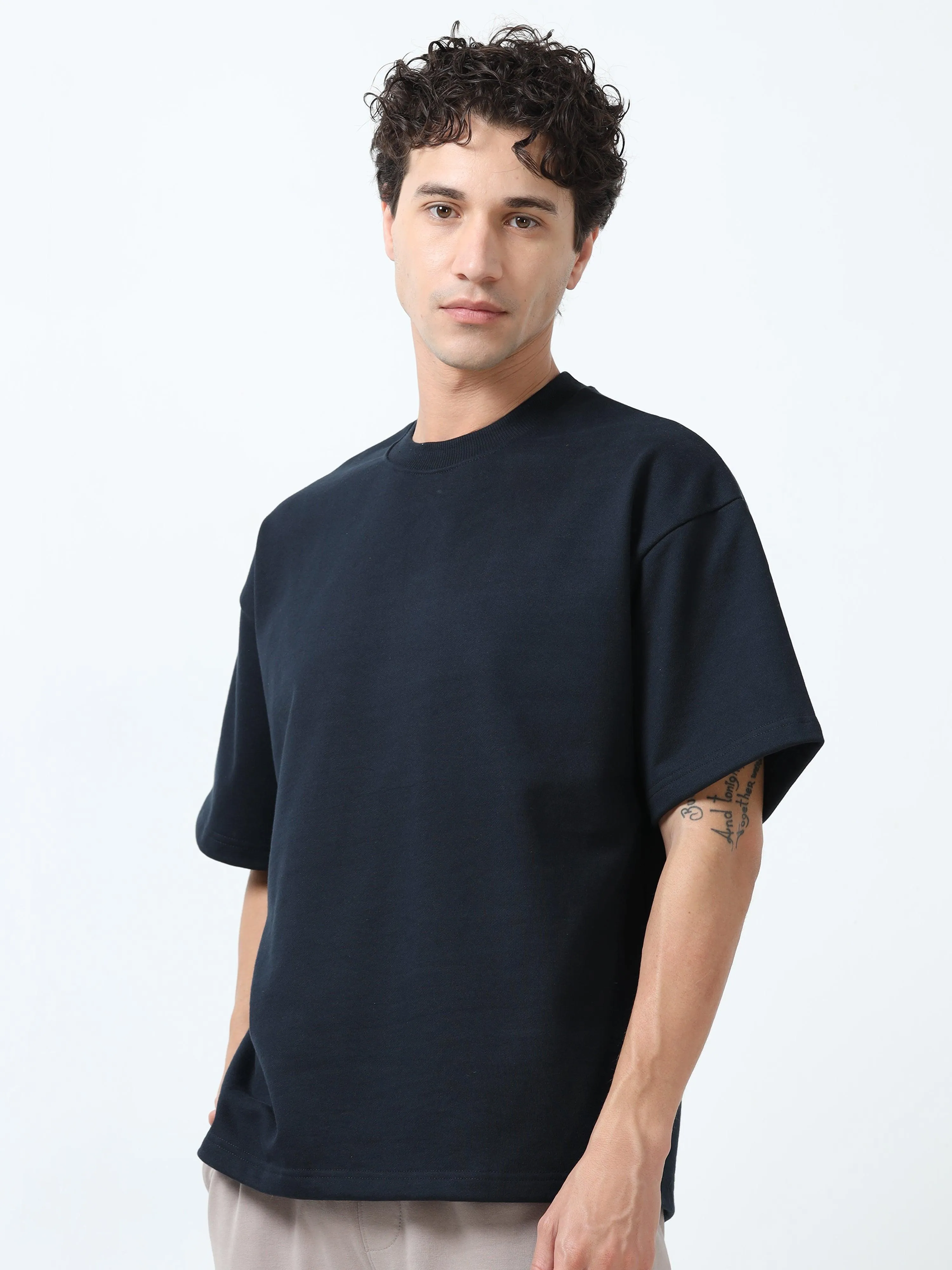 Elowen - Oversized Round neck T Shirt  - Navy