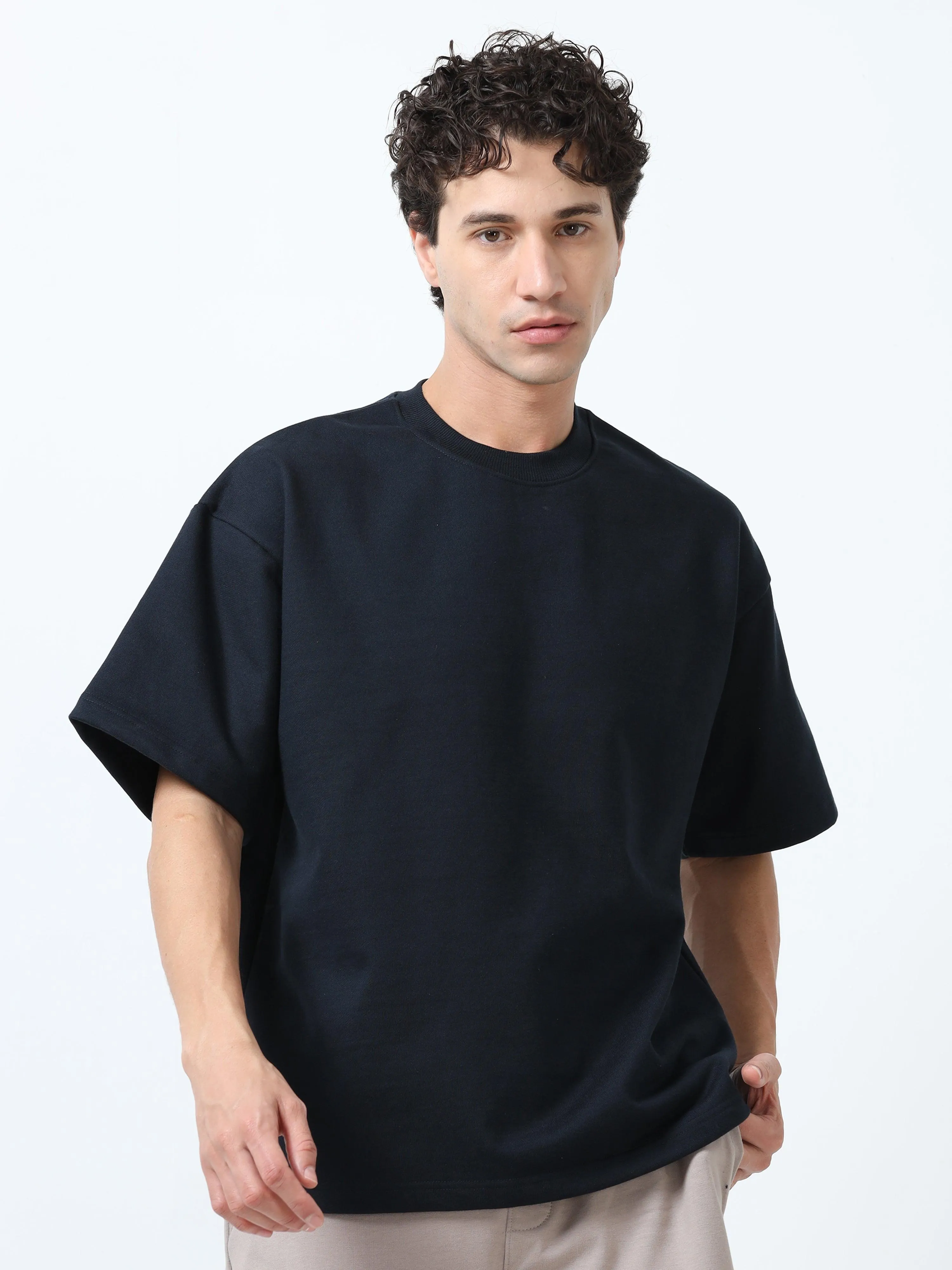 Elowen - Oversized Round neck T Shirt  - Navy