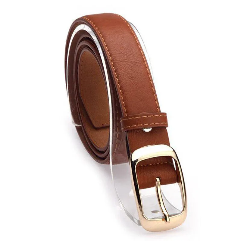 Fashion Women Faux Leather Alloy Pin Buckle Waist Strap Belt Slim Waistband 2019