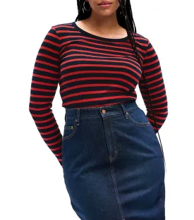 Favorite Stripe Crewneck Red Blue Stripe