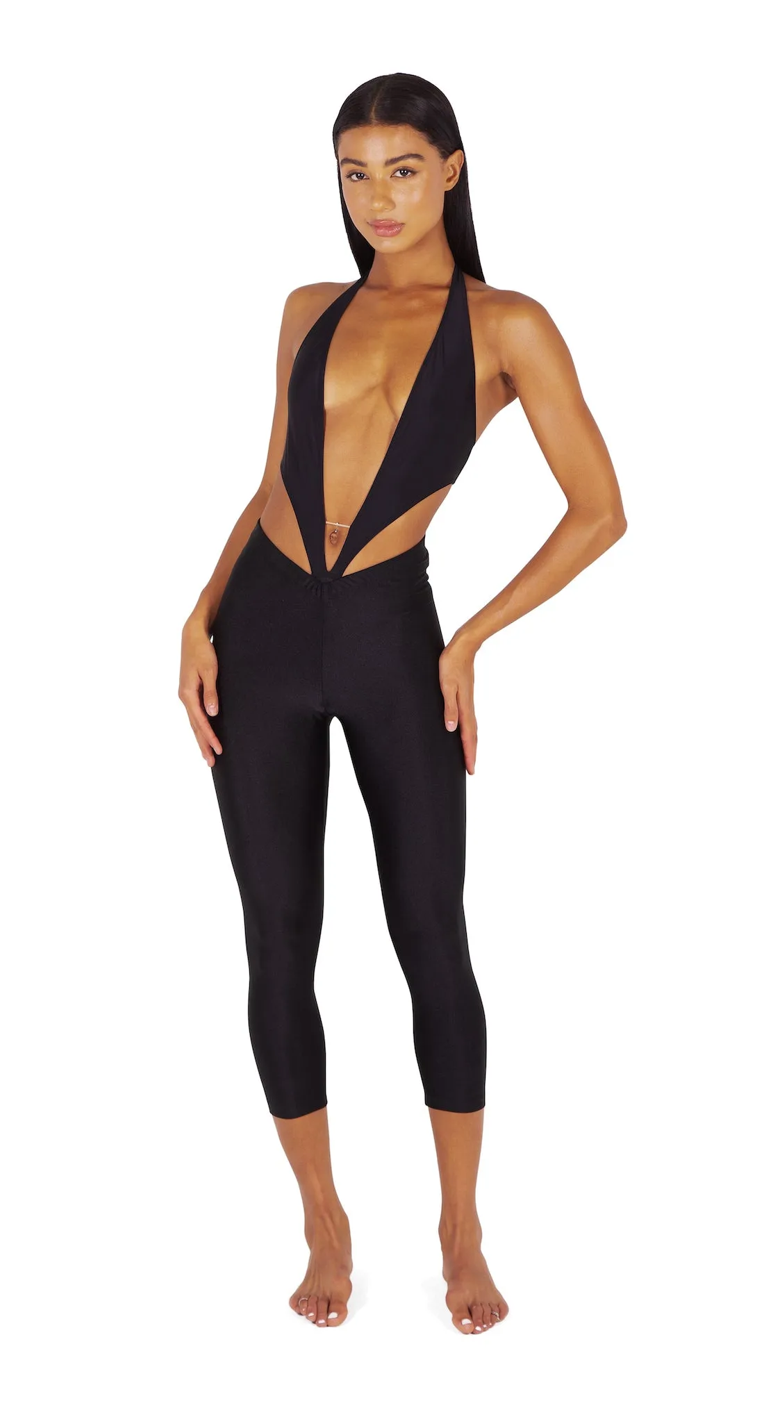LYNN CAPRIS SWIM PANT - SHINY BLACK