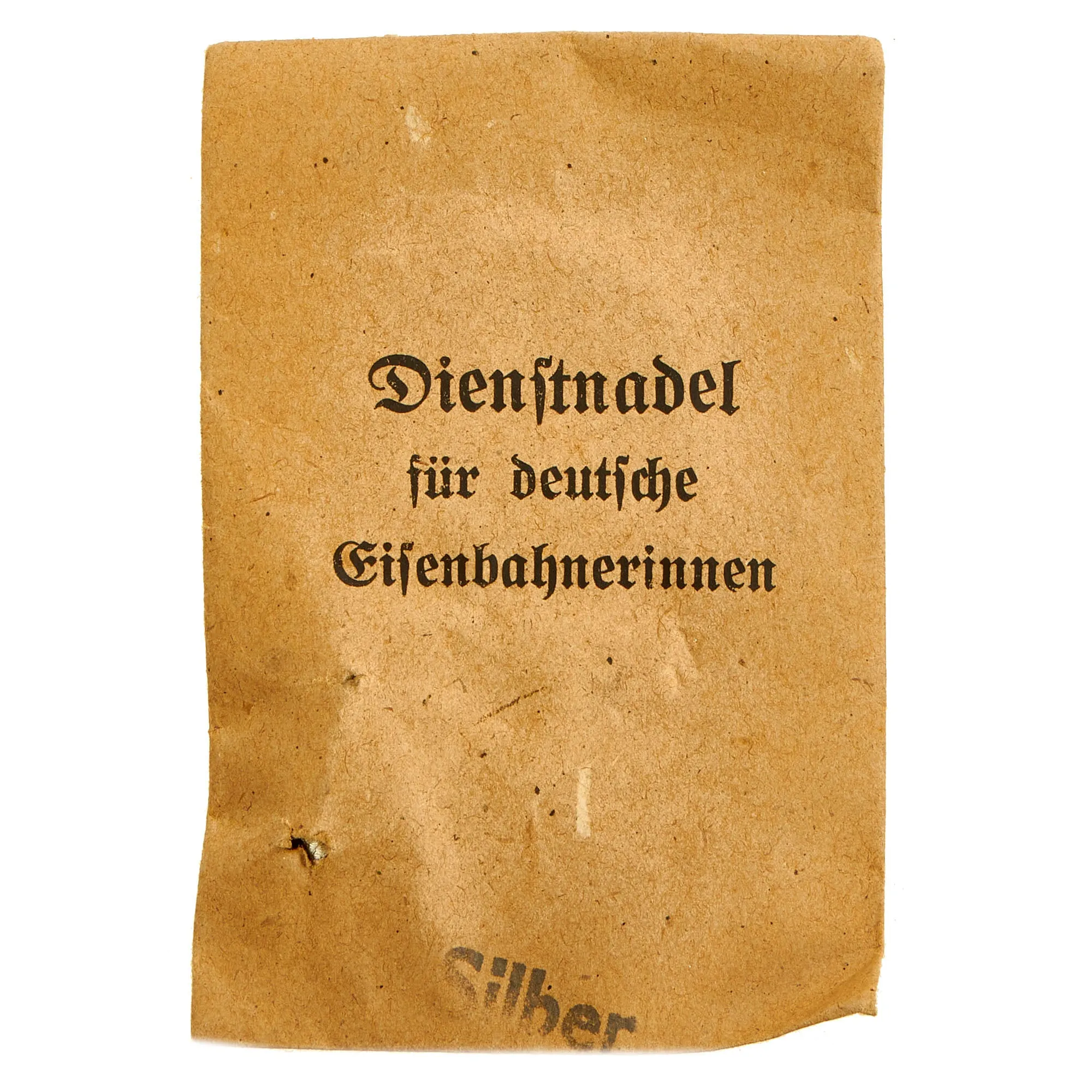 Original German WWII Deutsches Reichsbahn National Railway Silver Grade Female Staff Service Badge in Paper Packet