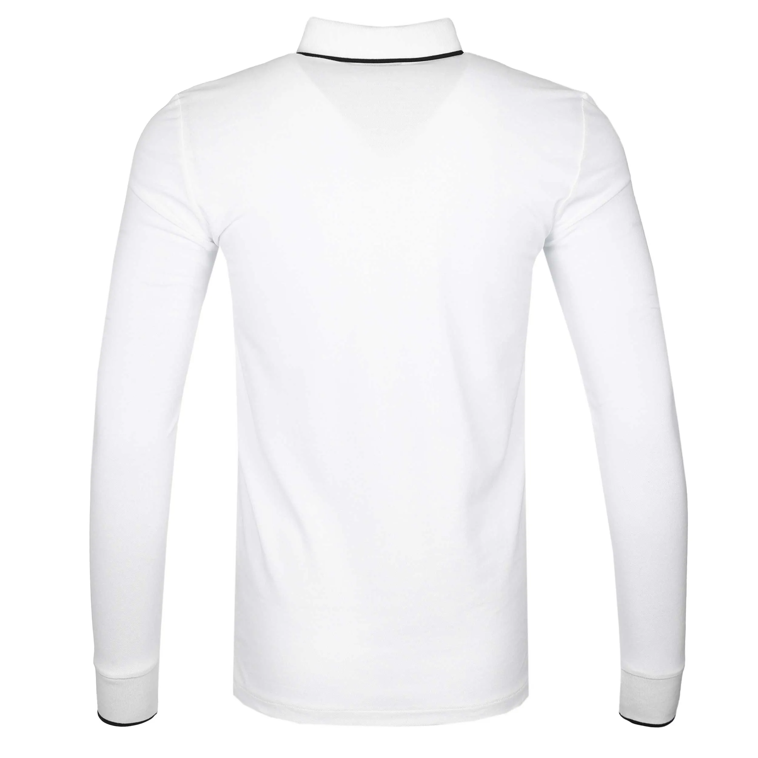 Paul Smith Zebra Badge LS Polo Shirt in White with Tipping