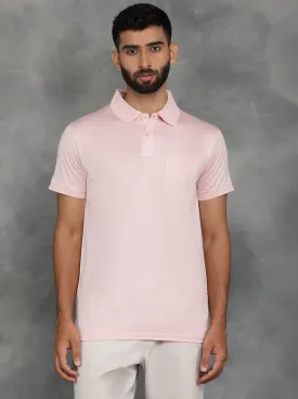 Pink Solid Regular Fit Polo T-Shirt | JadeBlue