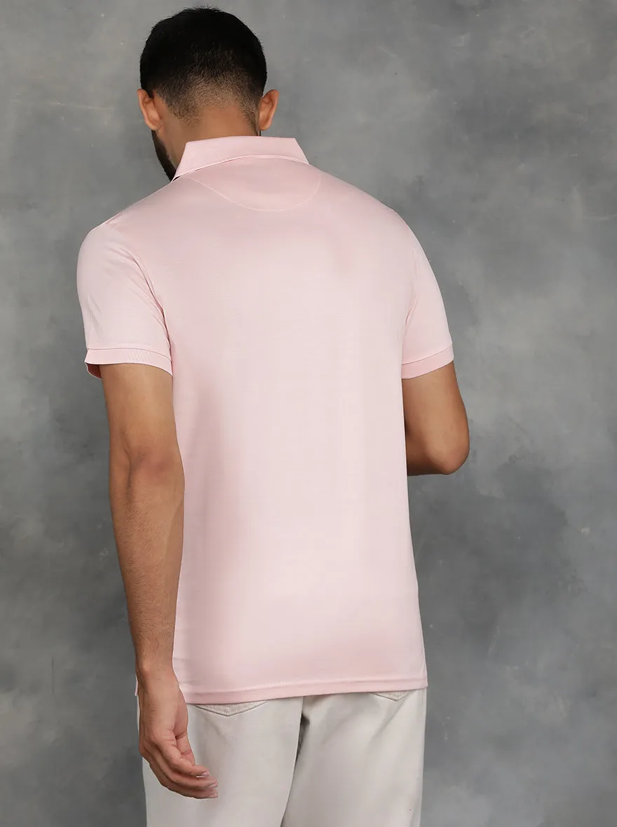 Pink Solid Regular Fit Polo T-Shirt | JadeBlue
