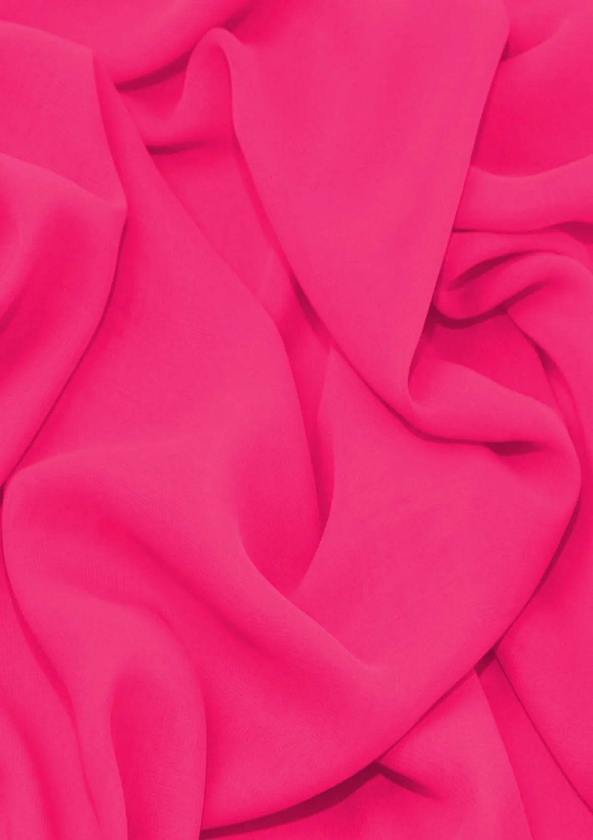 Premium Crepe Chiffon Fabric Hot Pink Plain Dyed 44/45" Decoration,Craft & Dress