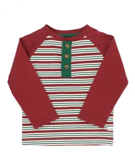 RuggedButts ~ Peppermint Stripe Raglan Henley Tee 18-24 month