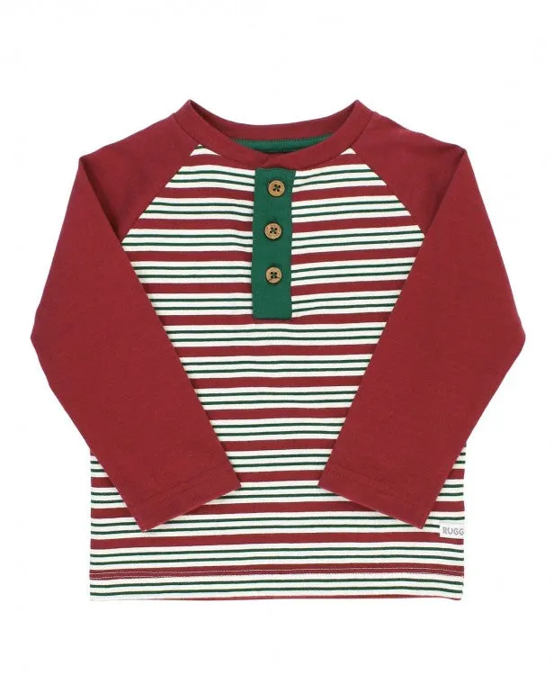 RuggedButts ~ Peppermint Stripe Raglan Henley Tee 18-24 month