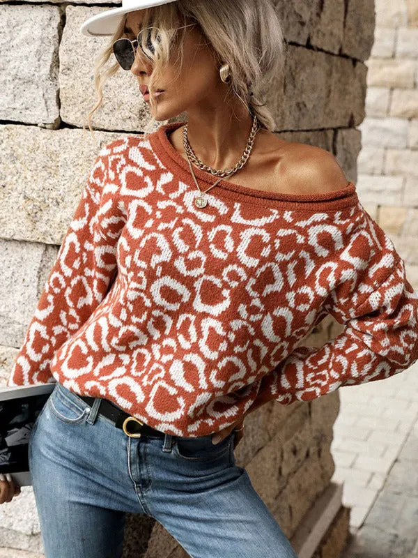 Women’s Animal Print Wide Neck Jumper